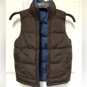 Men's Brown Quilted Puffer Vest with Blue Lining